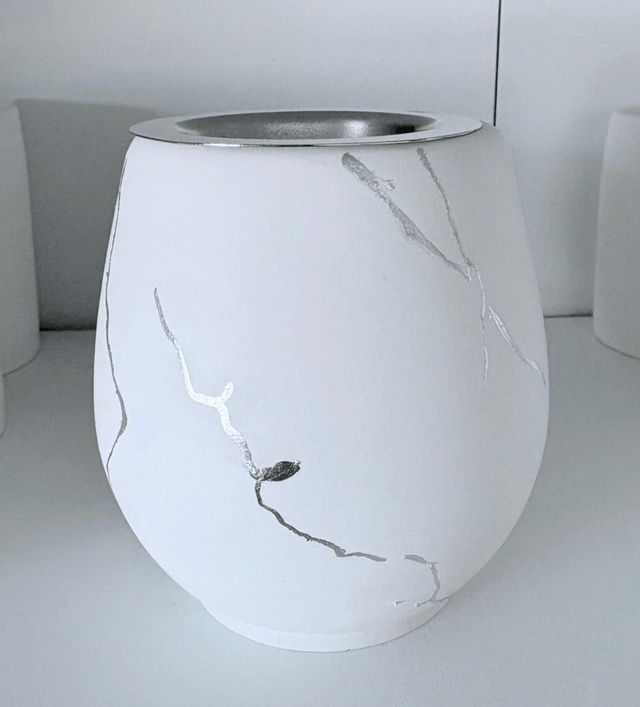 Made-To-Order Silver Leaf Handmade Stone Tealight Burner